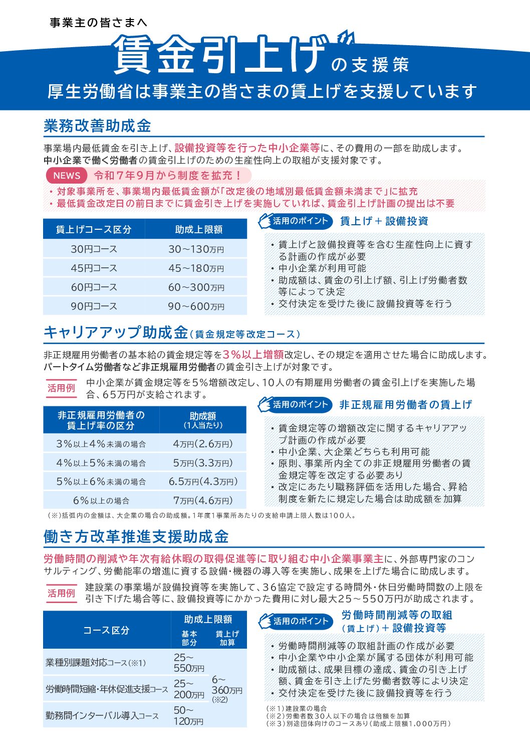 私立短大における厚生補導の手引 賃金引上げの支援策 （厚生労働省より） – 潮来市商工会